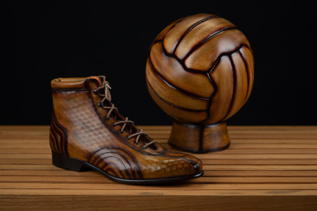 Handpolished shoe and ball