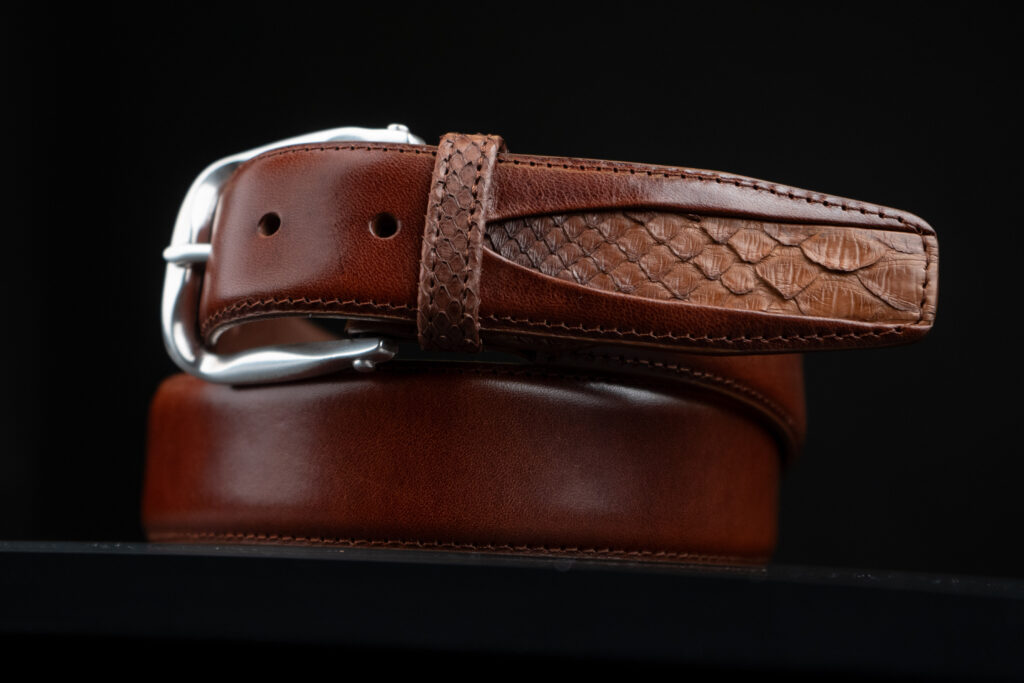Calf leather belt with Snake print